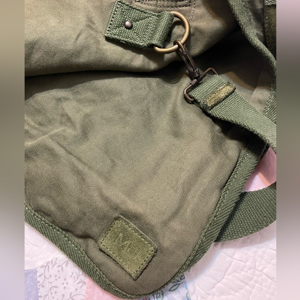 Marc Jacobs Military Army Bag Briefcase Cargo Suede Canvas Green Olive Messenger - Picture 7 of 7